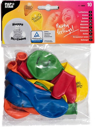 PAP STAR BALLOONS HAPPY B'DAY 10 PCS.