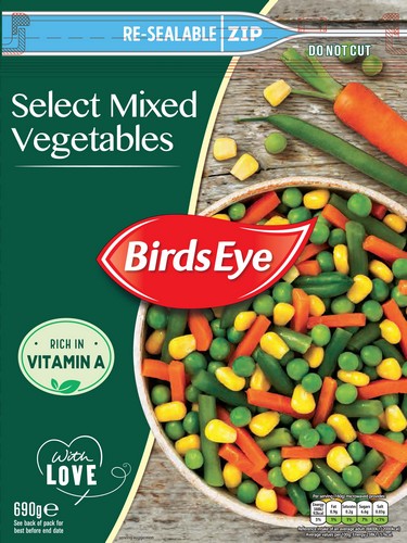 BIRDS EYE SELECT MIXED VEGETABLES 690 GRMS