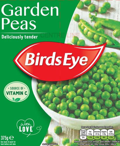 BIRDS EYE GARDEN PEAS 375 GRMS
