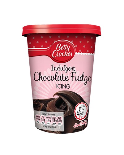 BETTY CROCKER INDULG CHOCOLATE FUDGE ICING 400 GRMS