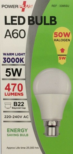 POWER PLUS LED B A55 3000K B22 470LM 5W 1 PCS.