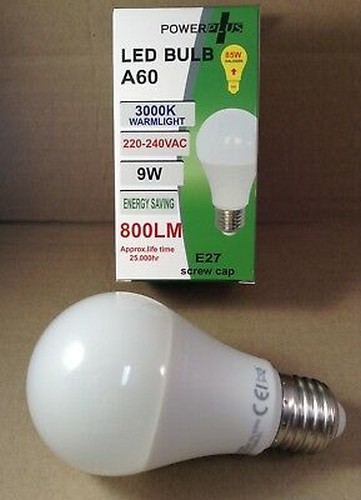 POWER PLUS LED GLS BULB A60 W/W E27 9W 1 PCS.