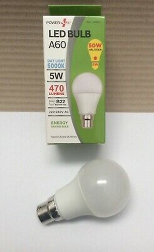 POWER PLUS LED B A60 6000K B22 470LM 5W 1 PCS.