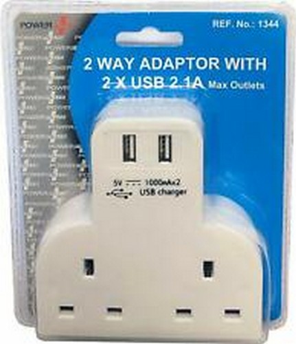 POWER PLUS ADAPTOR SOCKET 2WAY+ 2USB 1 PCS.