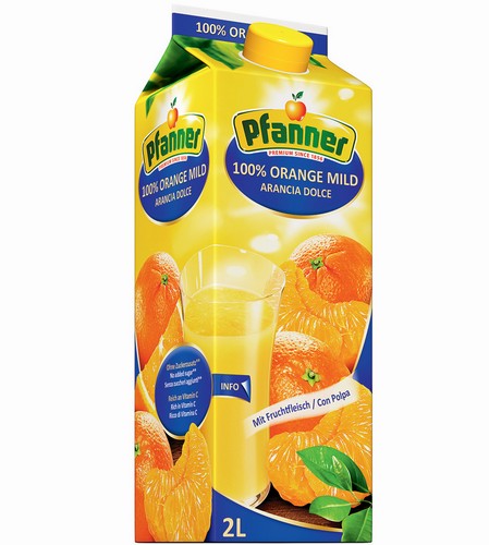 PFANNER ORANGE PULP 100% 2 LTR