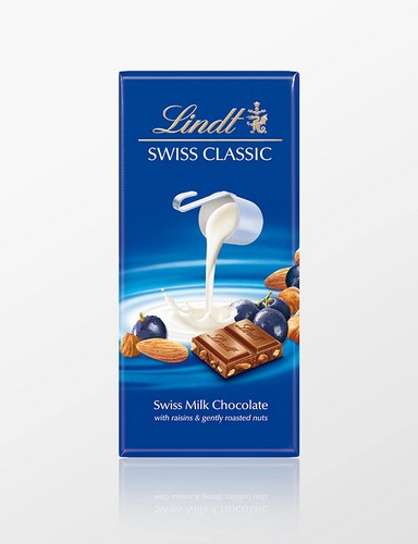 LINDT CLASSIC RAISIN NUT 100 GRMS