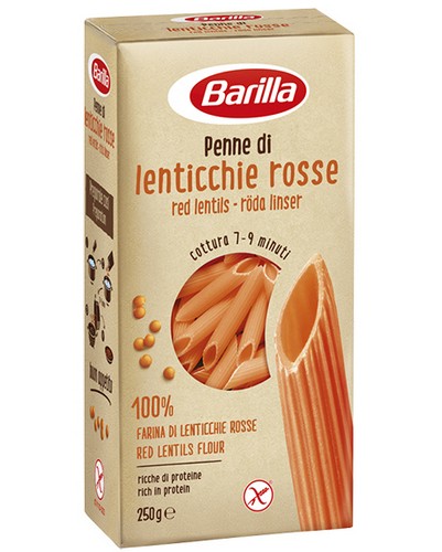 BARILLA LEGUME PASTA PENNE RED LENTILS 250 GRMS