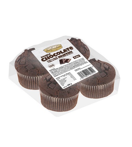 AUNT MABELS DBLE CHOC MUFFIN 4PCK 400 GRMS