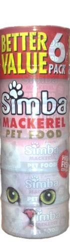 SIMBA CAT FOOD PATE MACKAREL 6X170 GRMS