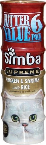 SIMBA SUPR CHICK & SHRIMP 6PK 6X85 GRMS