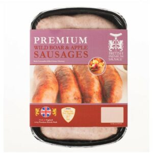 BRITISH PREMIUM SAUSAGES WILD BOAR & APPLE SAUSAGES 454 GRMS